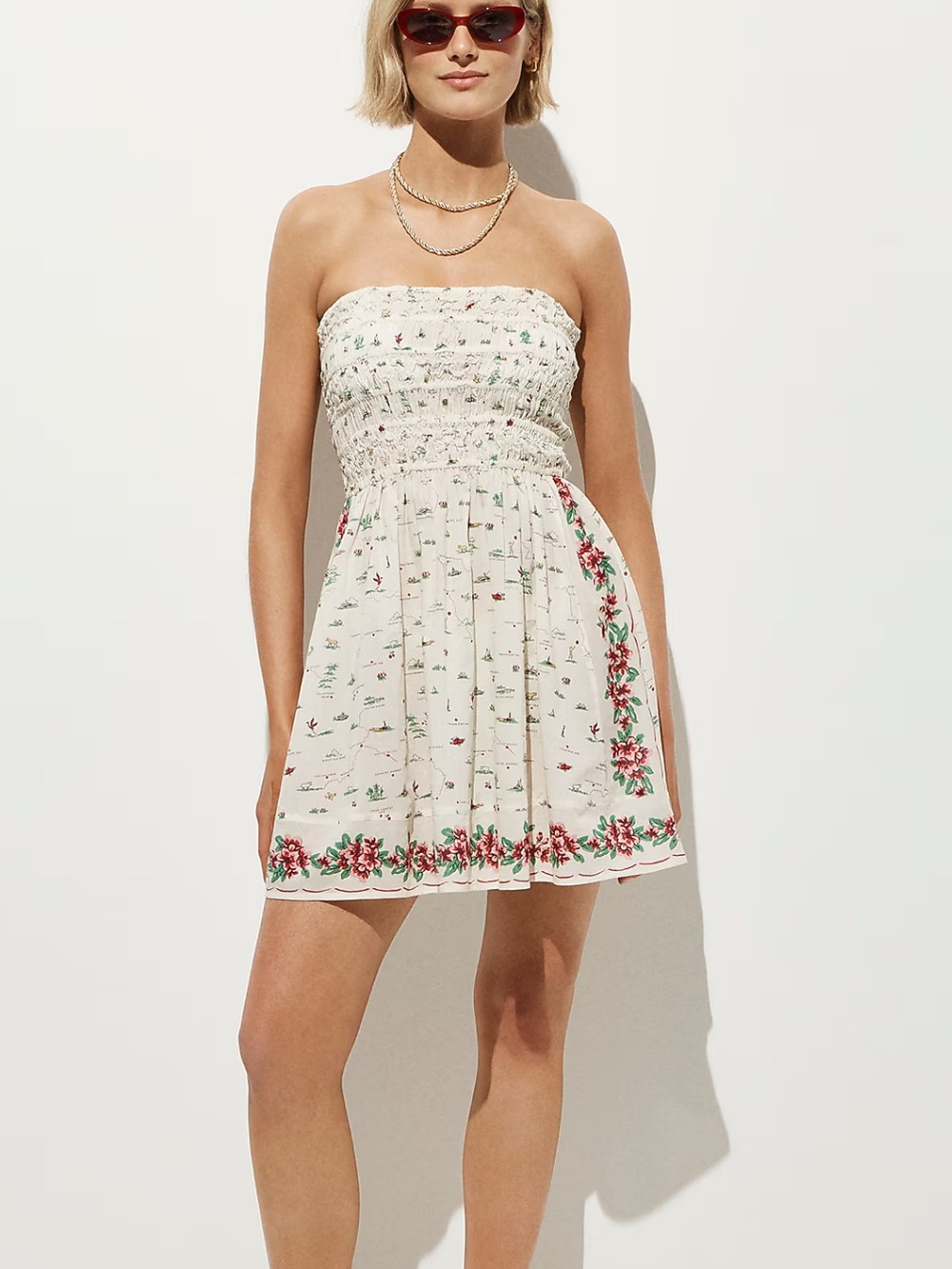 New J. Crew Smocked Map Print Dress